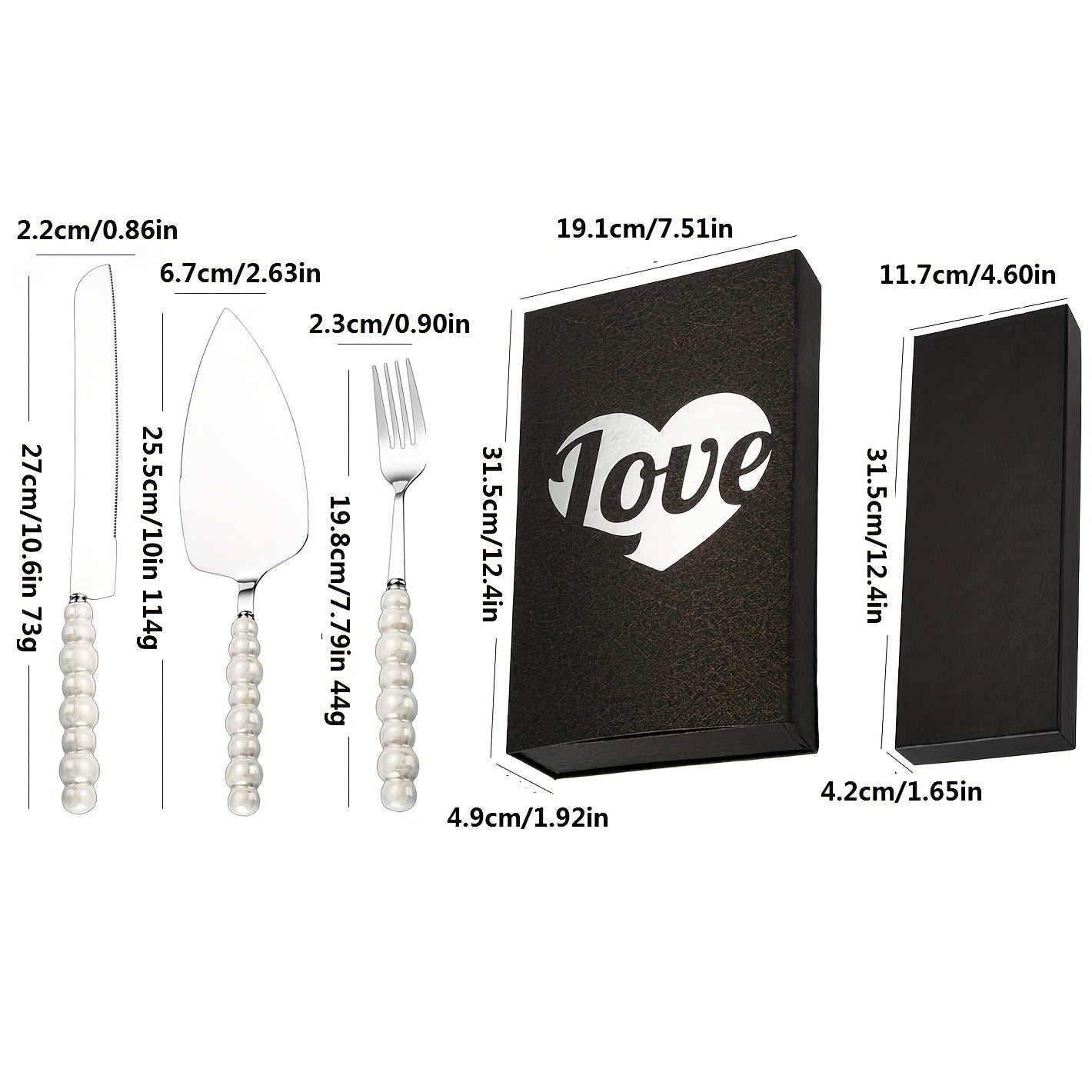 Personalized And Elegant Stainless Steel Cutlery Set with Pearl Ceramic Handle -2/4 Cake Knife, Spatula, Fork Set with Gift Box, Suitable for Kitchen, Home, Restaurant, Hotel - Perfect for Parties, Birthdays, Weddings, Gifting, Golden And Silvery