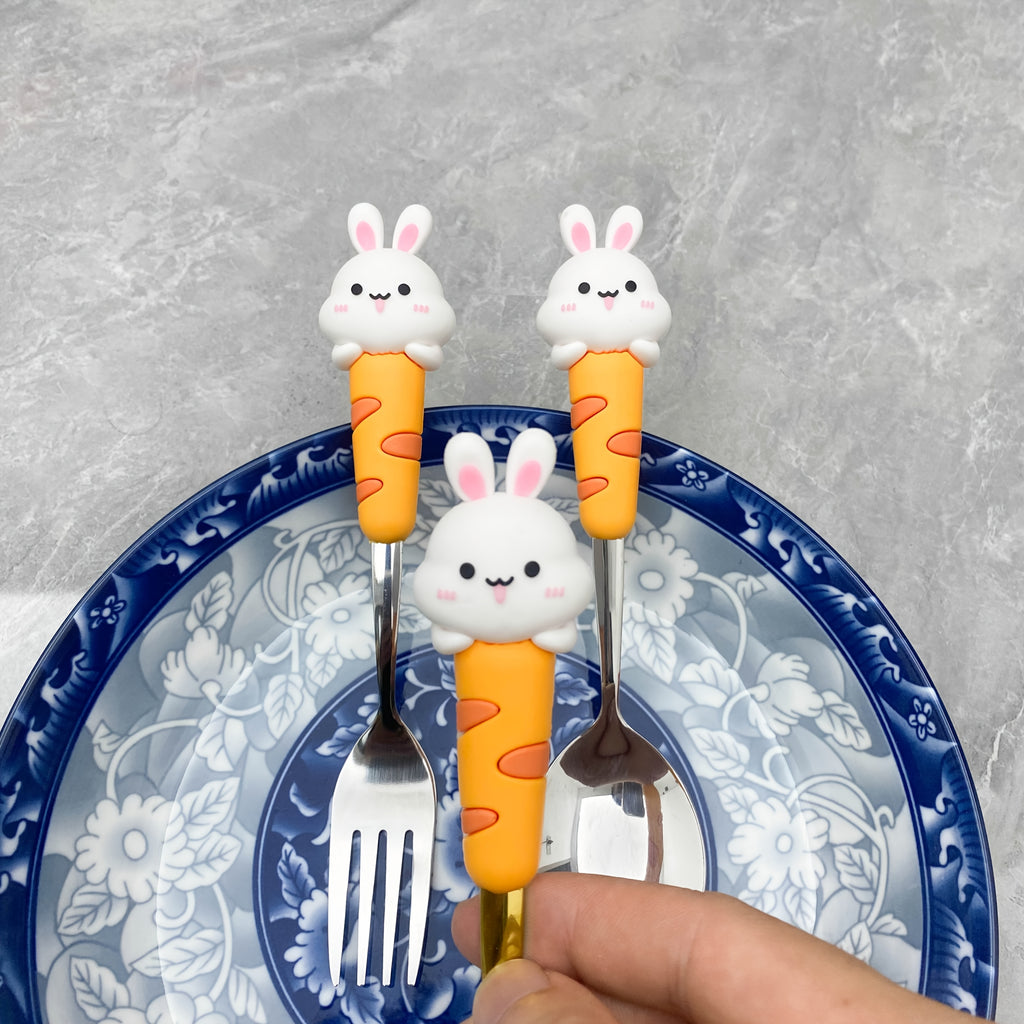 2pcs 304 Stainless Steel Cutlery Set with Silicone Spoons and Forks, Suitable for Parties, Travel, Kitchen, Restaurant, Christmas Gift, Ramadan Tableware