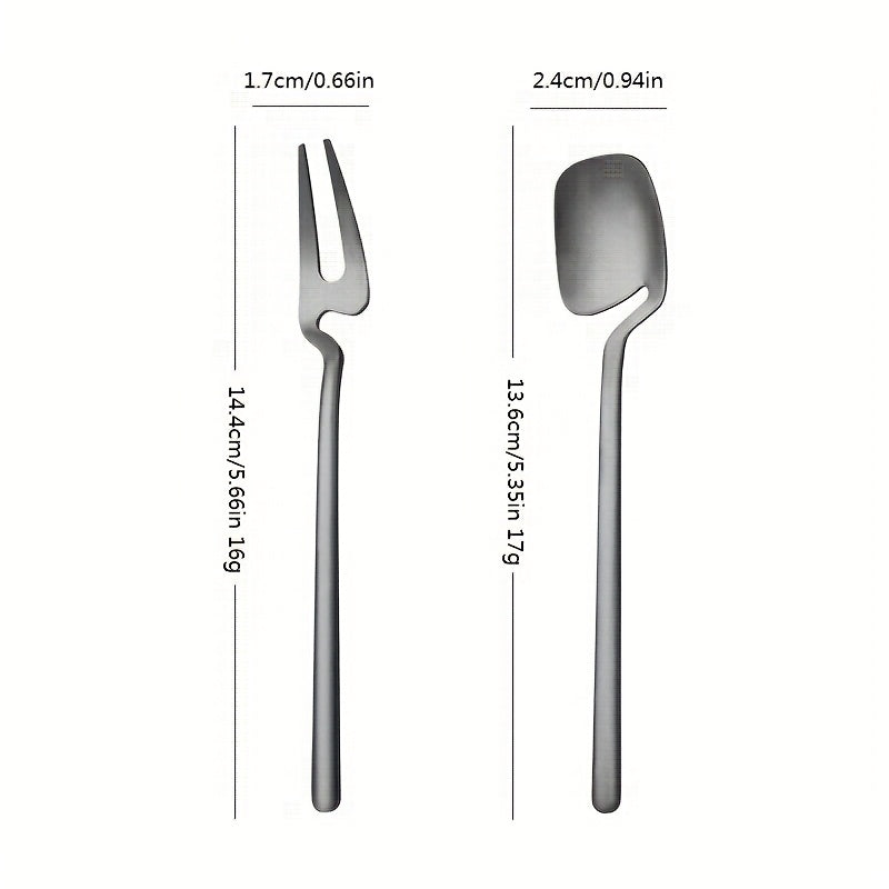 6/12pcs Set of Stainless Steel Spoons, Creative Sandblasting Cup Spoons, Western Knife And Fork Spoons, Dessert Coffee Spoons, Fork Dessert Spoons, Unique Square Spoon, Black Silver Golden