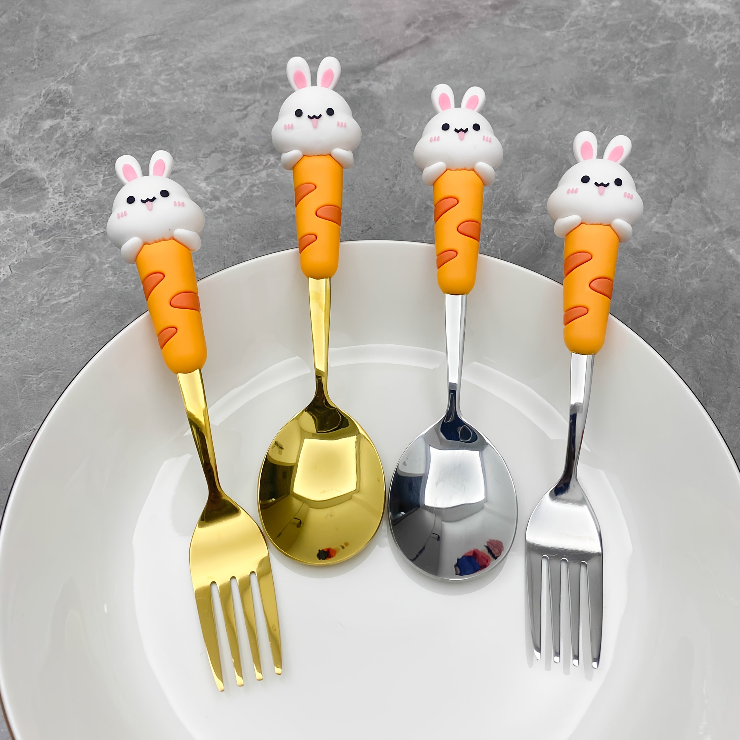 2pcs 304 Stainless Steel Cutlery Set with Silicone Spoons and Forks, Suitable for Parties, Travel, Kitchen, Restaurant, Christmas Gift, Ramadan Tableware