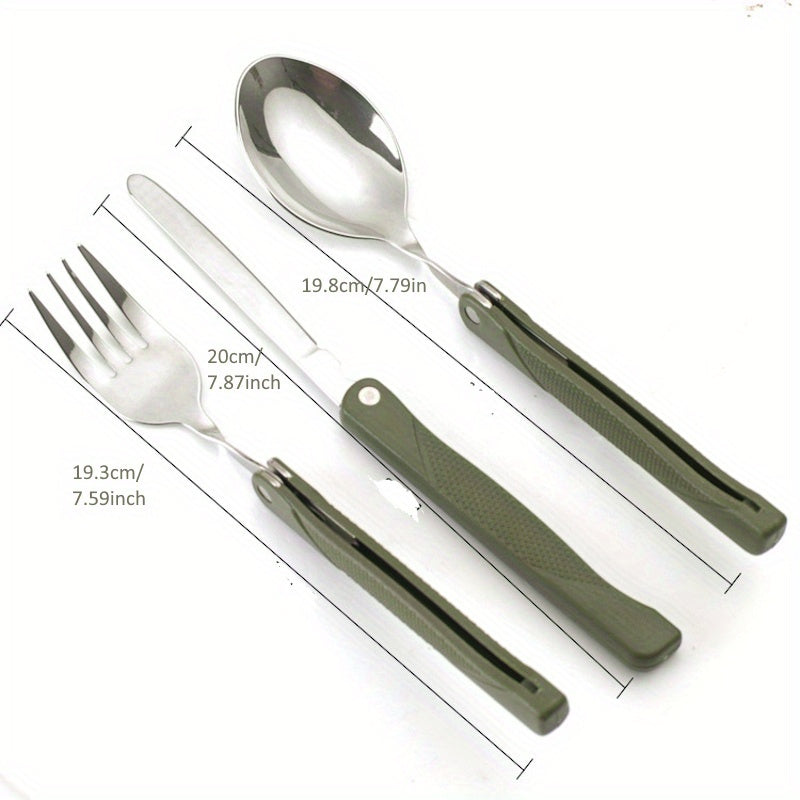 Stainless Steel Multifunctional Cutlery Set for Outdoor Activities - Foldable Fork, Spoon, and Knife for Picnic, Camping, Hiking, and Traveling
