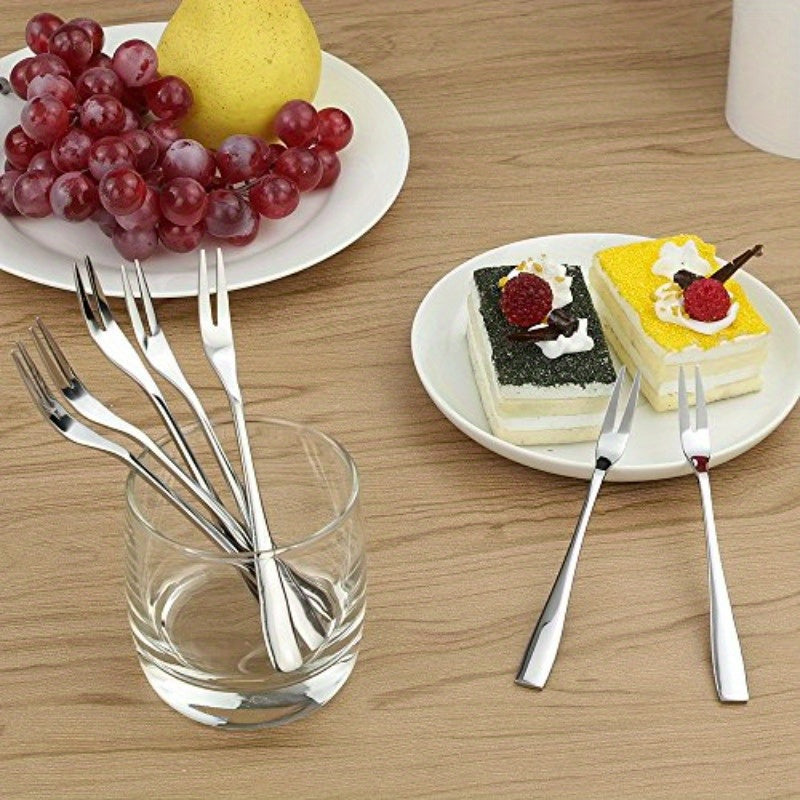 16pcs Stainless Steel Two Prong Forks Bistro Cocktail Forks Small Fruit Fork