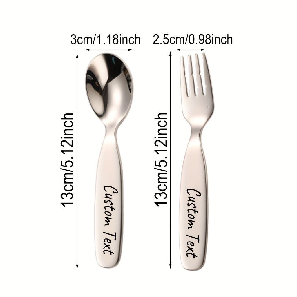 2pcs Stainless Steel Personalized Cutlery Set, Custom Engraved Name Fork and Spoon, Ideal Gift for Family, Friends, and Loved Ones, Versatile Tableware for Home and Special Occasions