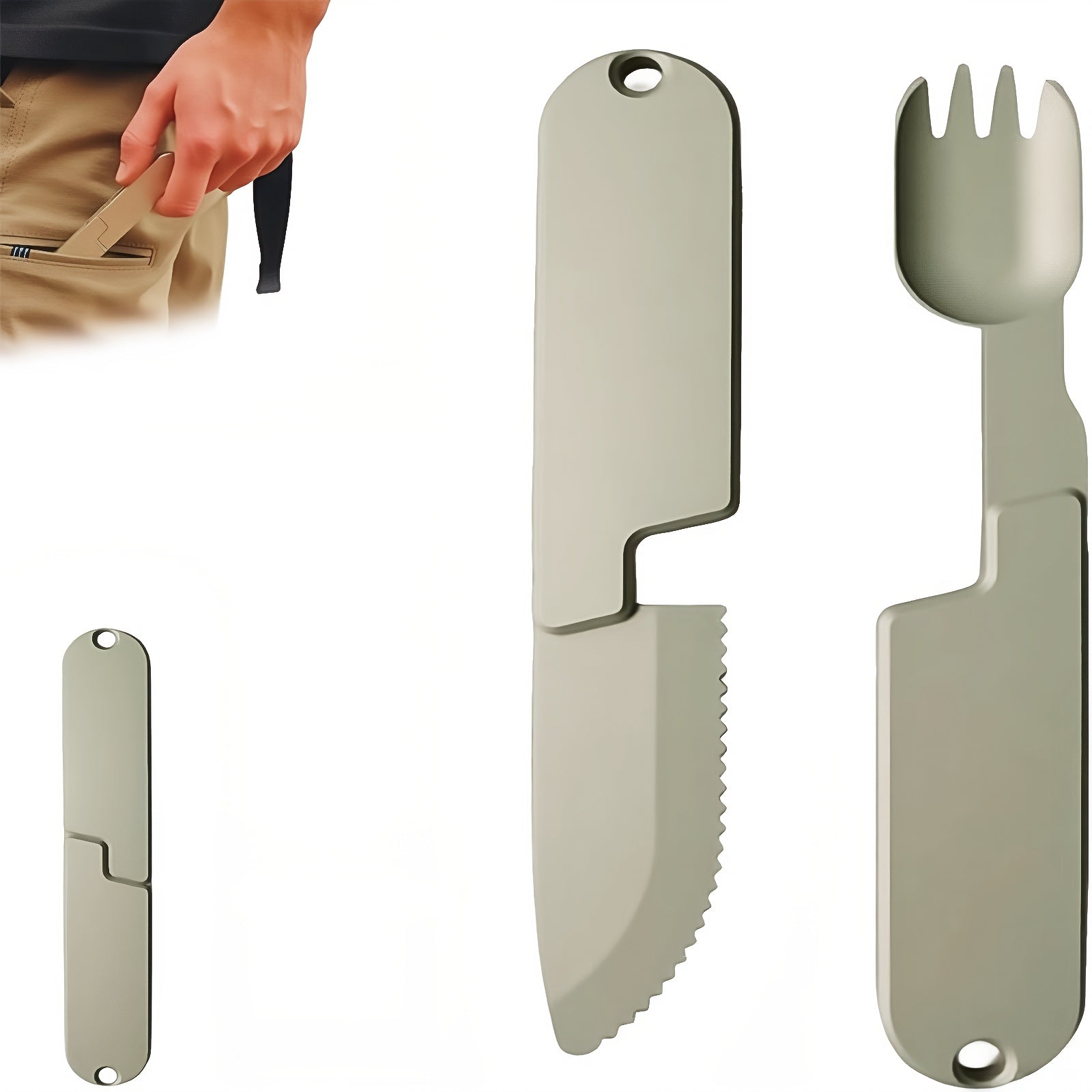 Outdoor Camping Portable Stainless Steel 2-in-1 Camping Cutlery Knife and Fork Set, Exquisite and Compact, Perfect for Outdoor BBQ Cooking