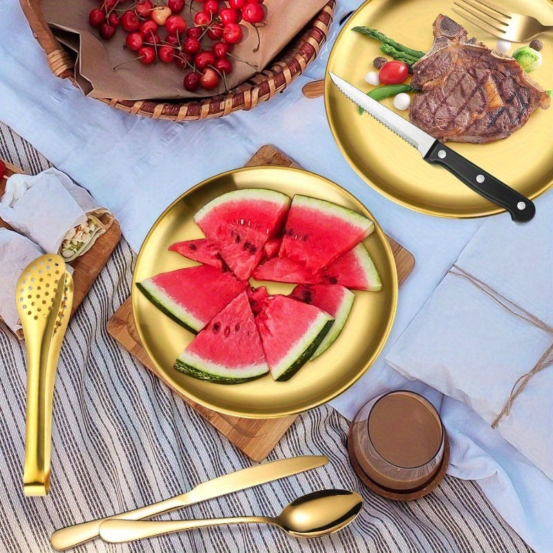 Camping Silverware Kit Cutlery Organizer Utensil Picnic Set Stainless Steel Plate Spoon Clip and Serrated Knife Wine Opener Fork Napkin Hiking - Camp Kitchen BBQu2019s, Camping Plates And Utensils, Camping Cooking Set, Camping Kitchen Accessories, Camping