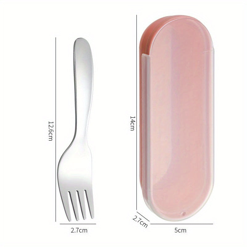 Portable Cutlery Set with Storage Box Fruit Fork Cake Spoons Stainless Steel Fork Spoon Kit for Travel Camping Kitchen Tableware