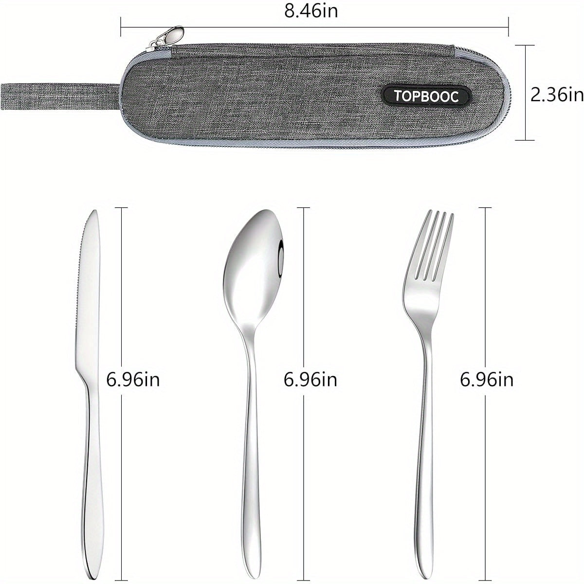 Portable Utensils, Travel Camping Cutlery Set, Portable Stainless Steel Flatware Set, Travel Silverware Dinnerware Set with a Waterproof Case ( 2- Sets Silvery)
