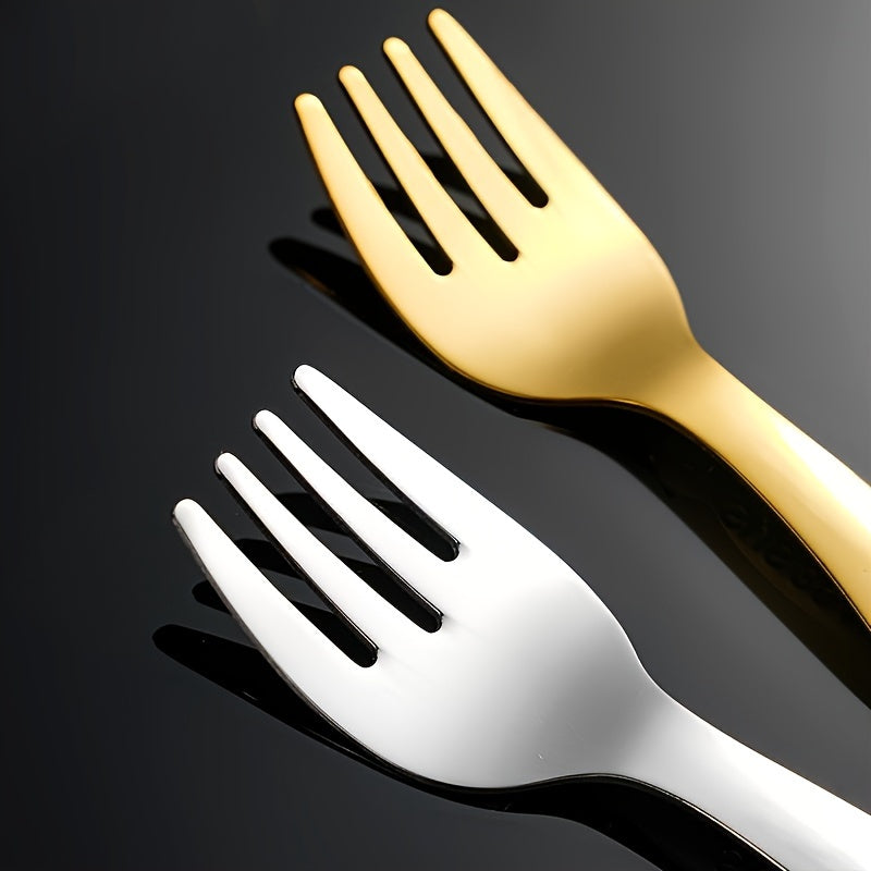 Set of 6pcs in 2 Packs of 304 Stainless Steel Cutlery with a Case - Convenient Fork And Spoon Set Ideal for Gatherings, Travel, And Picnics - Versatile Round-Headed Utensils Suitable for Ice Cream, Cake, Fruit, And As a Festival Gift.