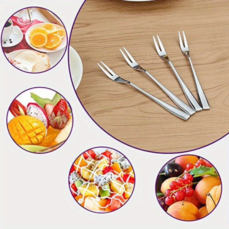 16pcs Stainless Steel Two Prong Forks Bistro Cocktail Forks Small Fruit Fork
