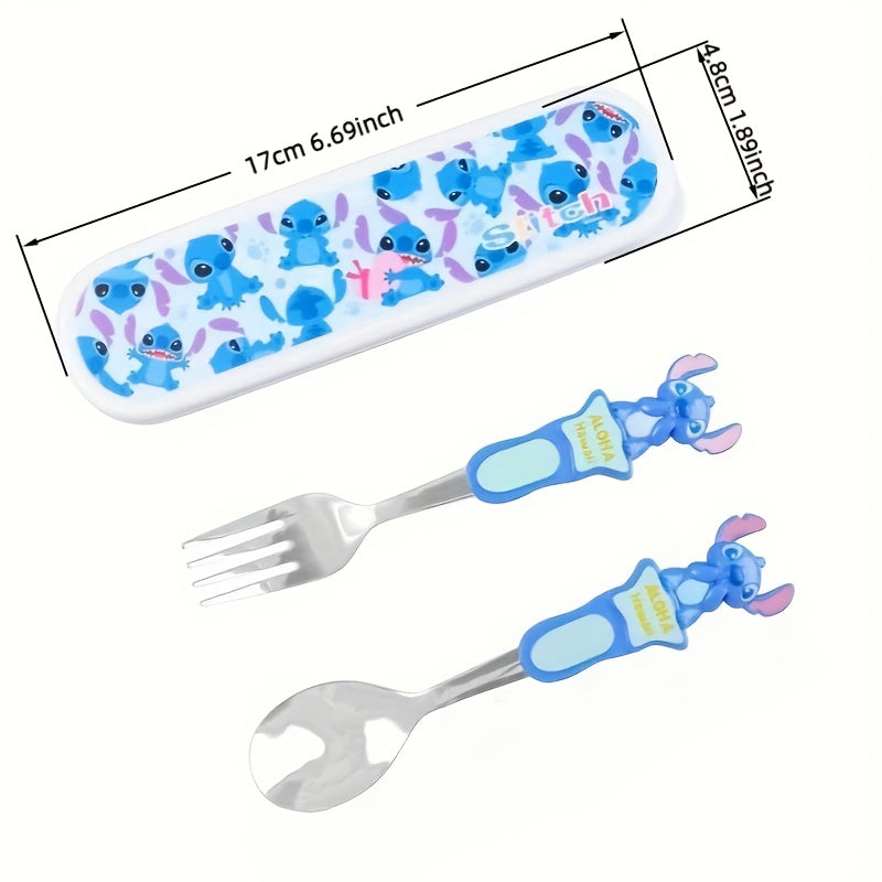 Stainless Steel Fork and Spoon Set with Cute Cartoon Design - Portable, Reusable Cutlery with Storage Box, Ideal for Home and Outdoor Use, Perfect Gift for Christmas or Birthdays, Outdoor Dining Essentials|Playful Design|Durable Cutlery