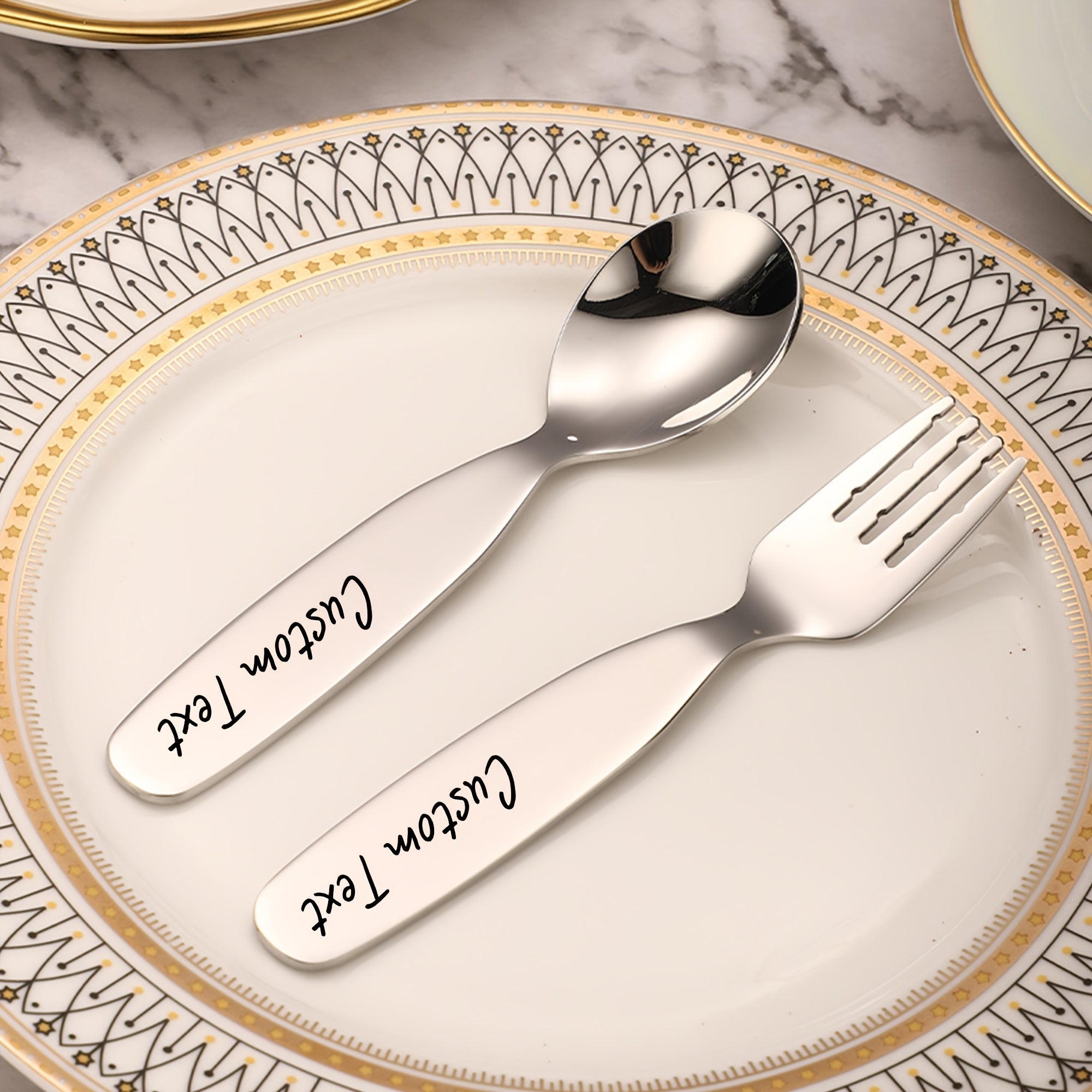 2pcs Stainless Steel Personalized Cutlery Set, Custom Engraved Name Fork and Spoon, Ideal Gift for Family, Friends, and Loved Ones, Versatile Tableware for Home and Special Occasions