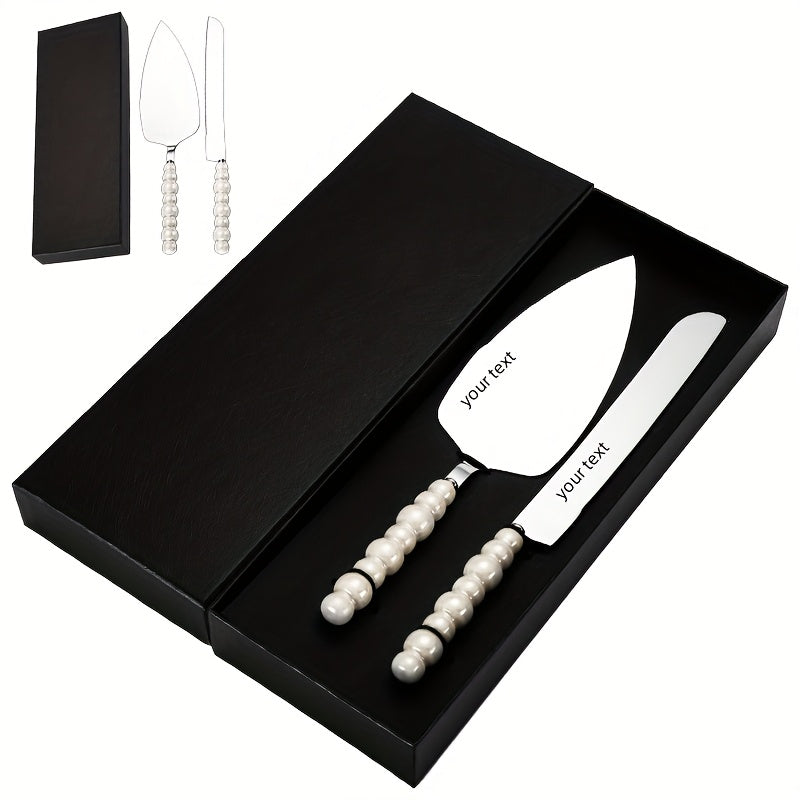 Personalized And Elegant Stainless Steel Cutlery Set with Pearl Ceramic Handle -2/4 Cake Knife, Spatula, Fork Set with Gift Box, Suitable for Kitchen, Home, Restaurant, Hotel - Perfect for Parties, Birthdays, Weddings, Gifting, Golden And Silvery
