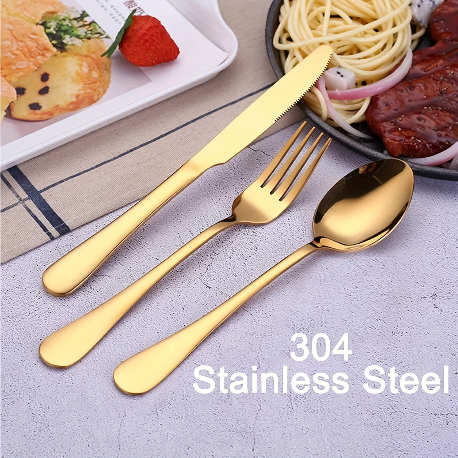 Personalized stainless steel tableware set, customized engraved names, reusable tableware sets for blessings, birthdays, black and Golden, travel silverware set, suitable for home offices, schools, camping
