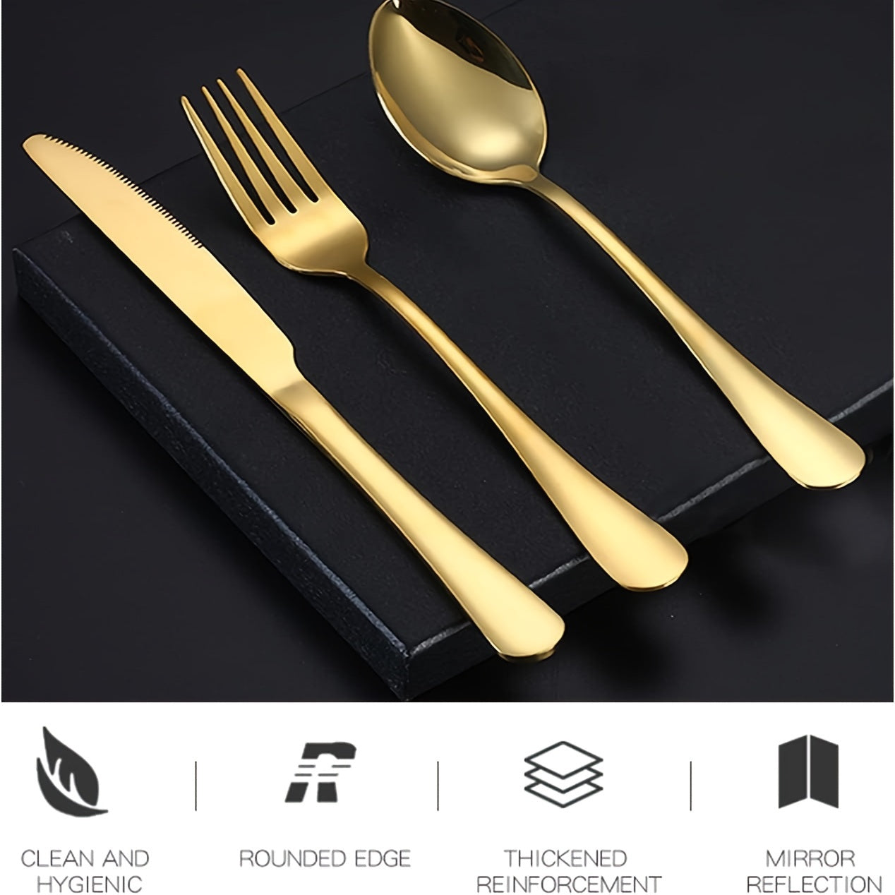 Personalized stainless steel tableware set, customized engraved names, reusable tableware sets for blessings, birthdays, black and Golden, travel silverware set, suitable for home offices, schools, camping