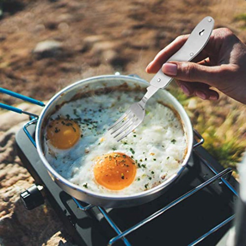 Set of 2 Portable Camping Cutlery with Detachable Design, 4-In-1 Stainless Steel Travel Utensils Including Foldable Knife, Fork, Spoon, And Bottle Opener, Multi-Functional Eating Flatware in Green And Black., Y Travel Practicalism Mens Liaoning