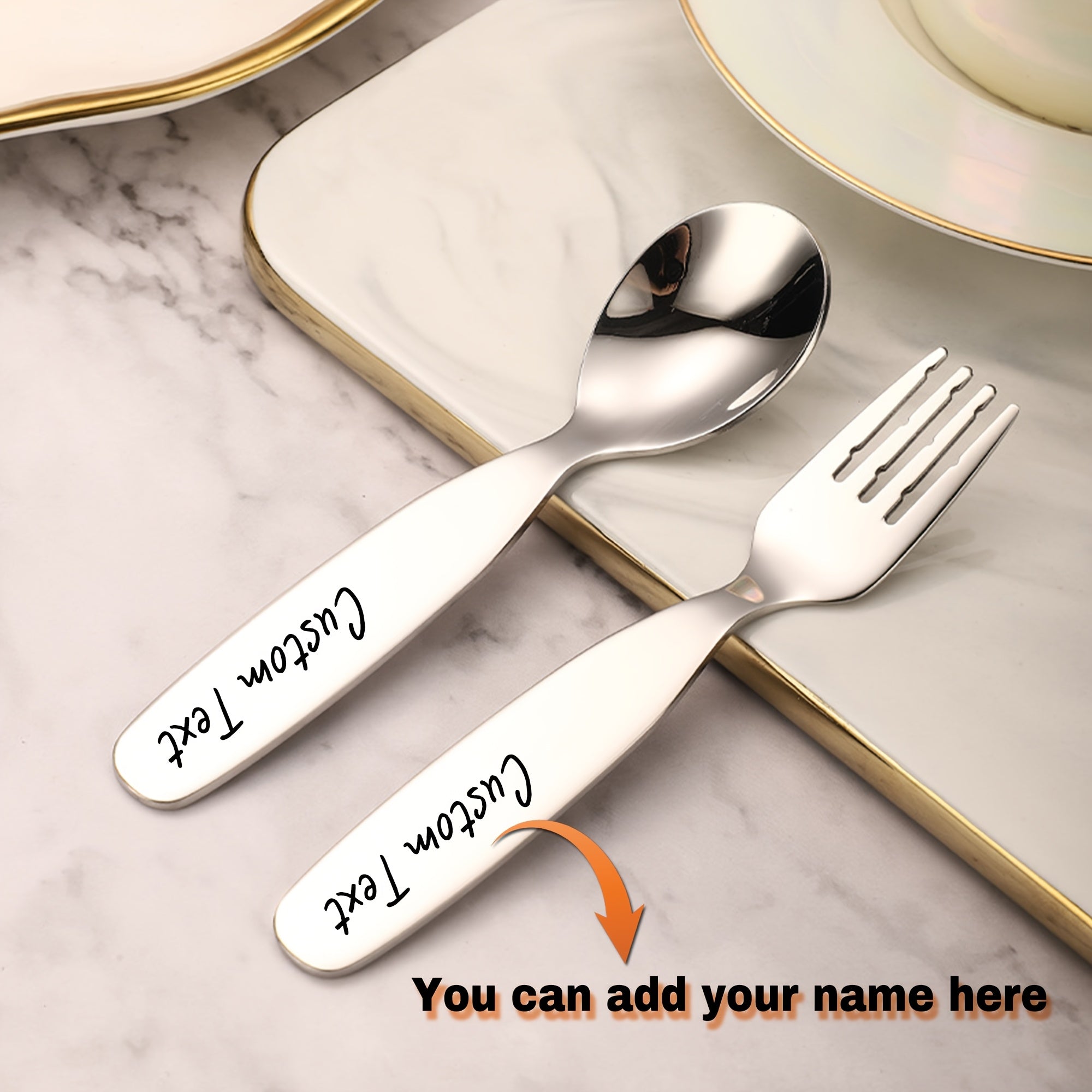 2pcs Stainless Steel Personalized Cutlery Set, Custom Engraved Name Fork and Spoon, Ideal Gift for Family, Friends, and Loved Ones, Versatile Tableware for Home and Special Occasions