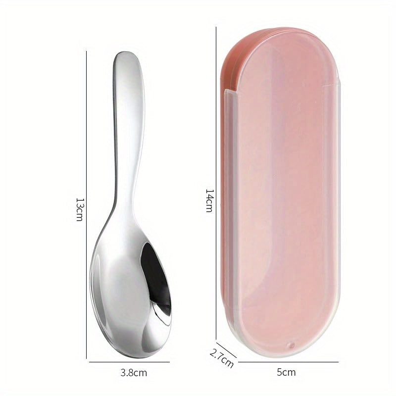 Portable Cutlery Set with Storage Box Fruit Fork Cake Spoons Stainless Steel Fork Spoon Kit for Travel Camping Kitchen Tableware
