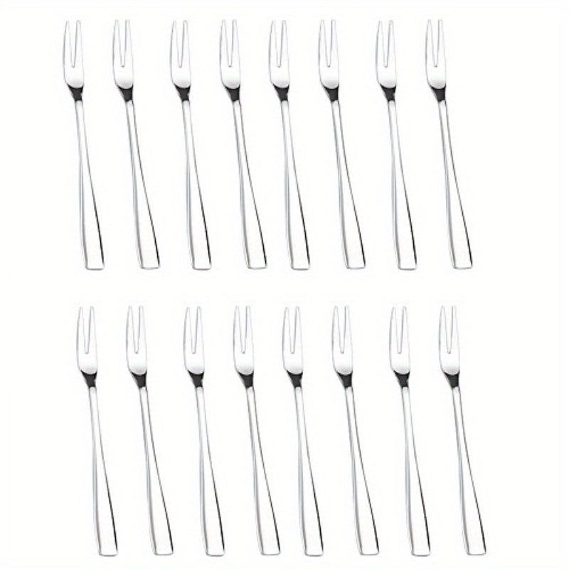 16pcs Stainless Steel Two Prong Forks Bistro Cocktail Forks Small Fruit Fork
