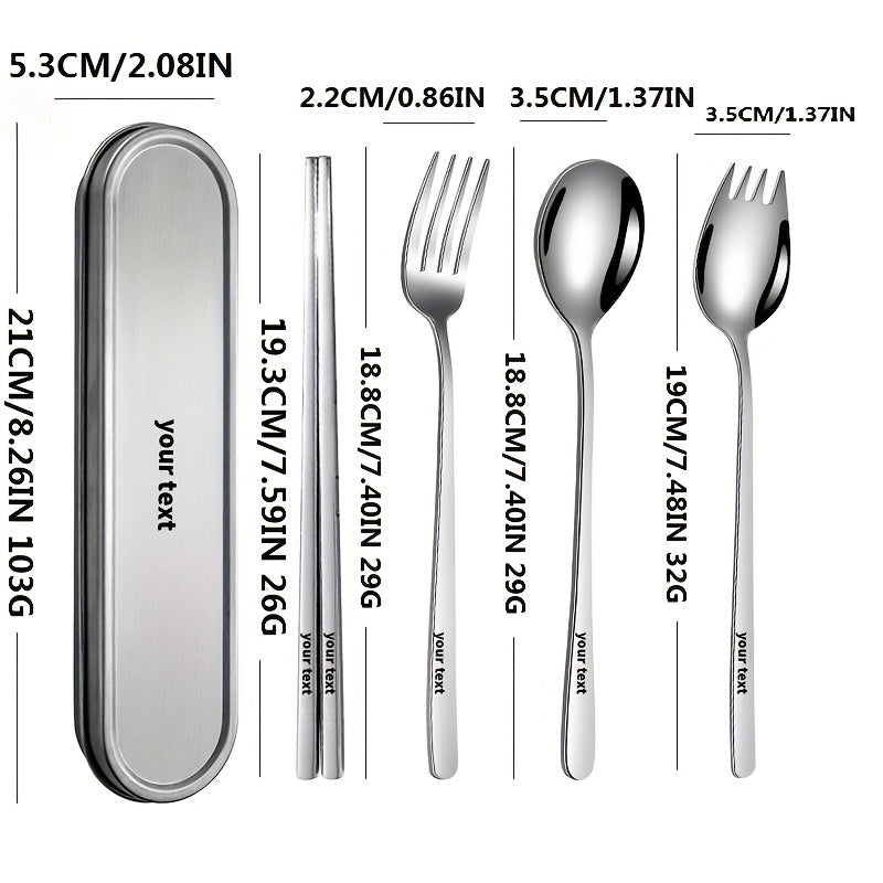 Personalized Customization, 2/3/4pcs Set of Portable Tableware, Equipped with Spoons, Chopsticks, And Stainless Steel Boxes, Suitable for Outdoor Picnics, Home Kitchens, And Durable Tableware