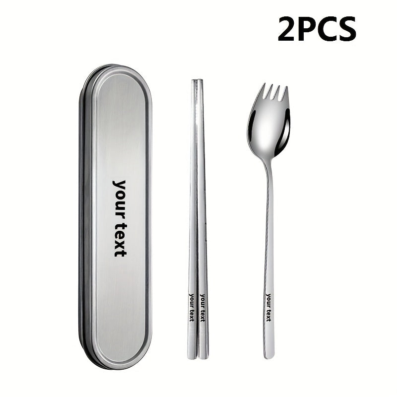 Personalized Customization, 2/3/4pcs Set of Portable Tableware, Equipped with Spoons, Chopsticks, And Stainless Steel Boxes, Suitable for Outdoor Picnics, Home Kitchens, And Durable Tableware