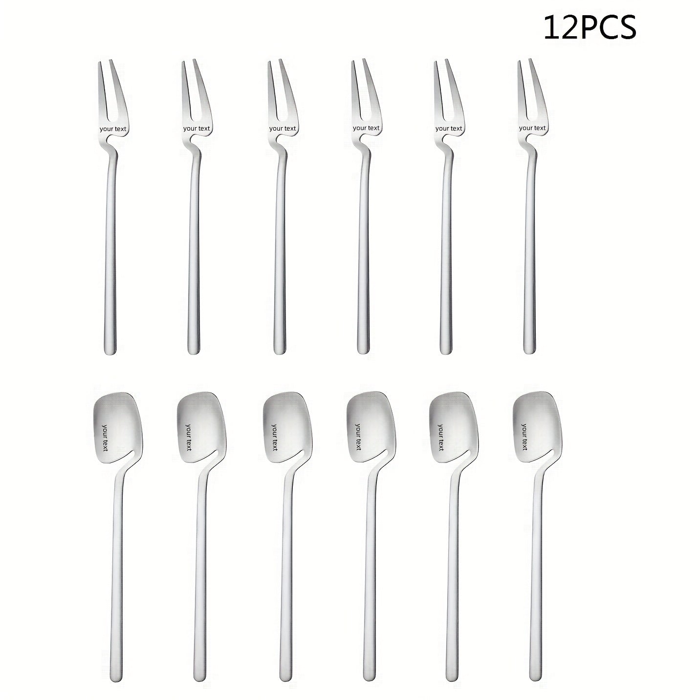 6/12pcs Set of Stainless Steel Spoons, Creative Sandblasting Cup Spoons, Western Knife And Fork Spoons, Dessert Coffee Spoons, Fork Dessert Spoons, Unique Square Spoon, Black Silver Golden
