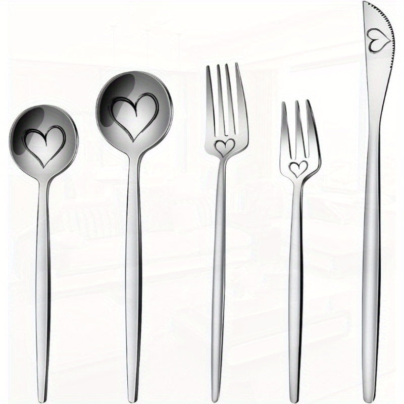 Silverware Set Including Spoons and Forks and Knife Portable Stainless Steel Dinner Flatware Set Silvery Cutlery Set Mirror Finish Dishwasher Safe