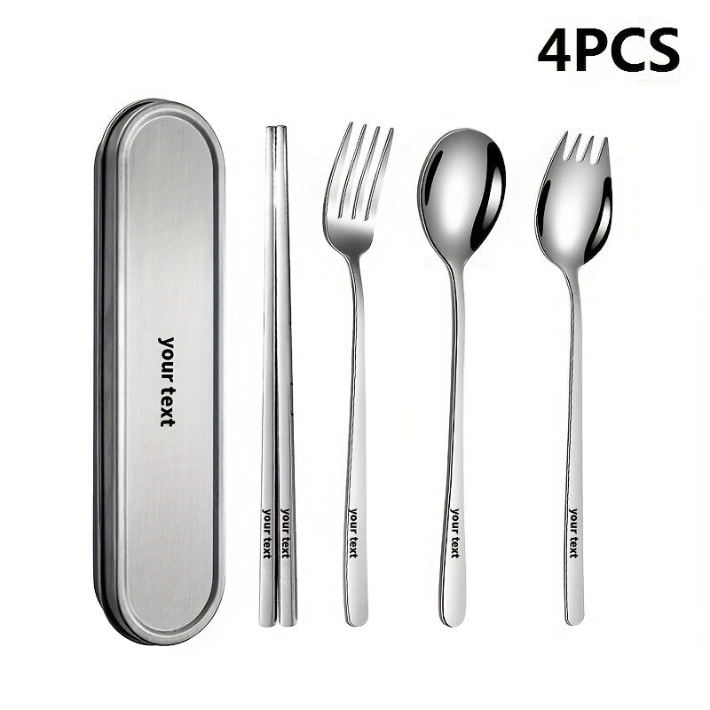 Personalized Customization, 2/3/4pcs Set of Portable Tableware, Equipped with Spoons, Chopsticks, And Stainless Steel Boxes, Suitable for Outdoor Picnics, Home Kitchens, And Durable Tableware