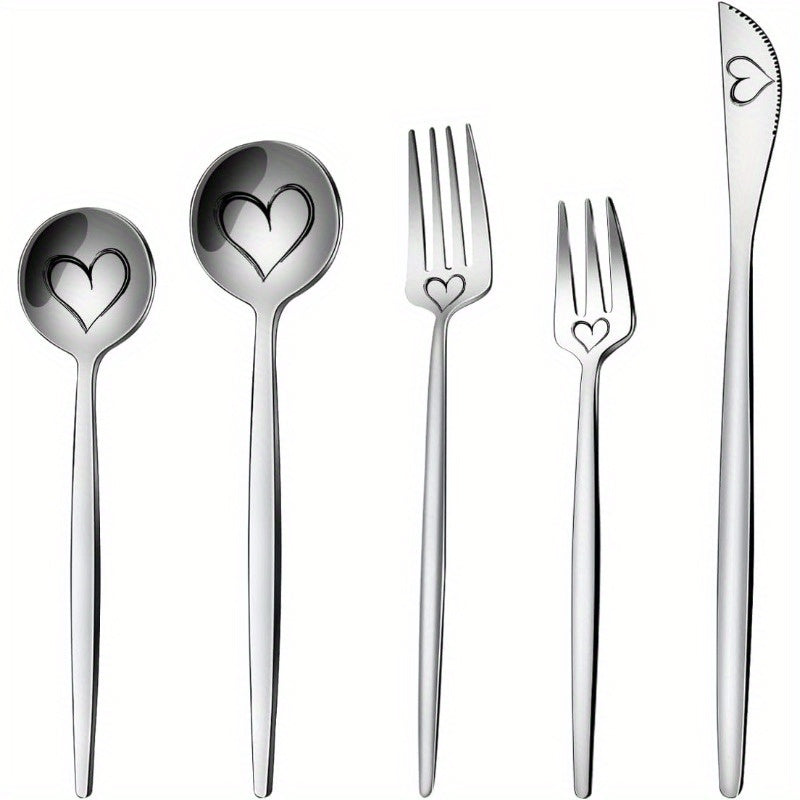 Silverware Set Including Spoons and Forks and Knife Portable Stainless Steel Dinner Flatware Set Silvery Cutlery Set Mirror Finish Dishwasher Safe