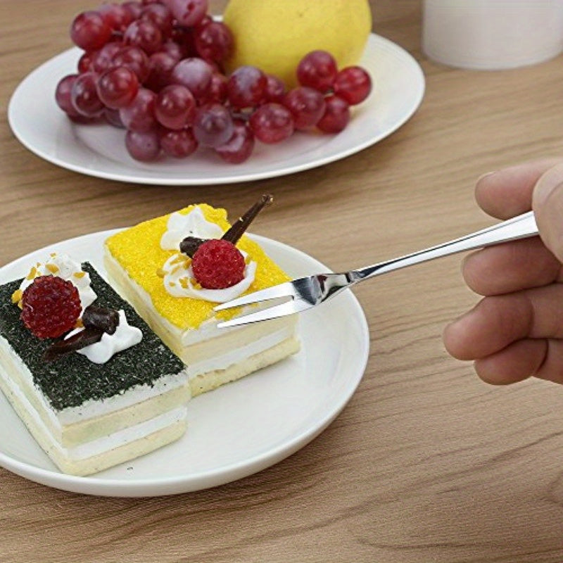 16pcs Stainless Steel Two Prong Forks Bistro Cocktail Forks Small Fruit Fork