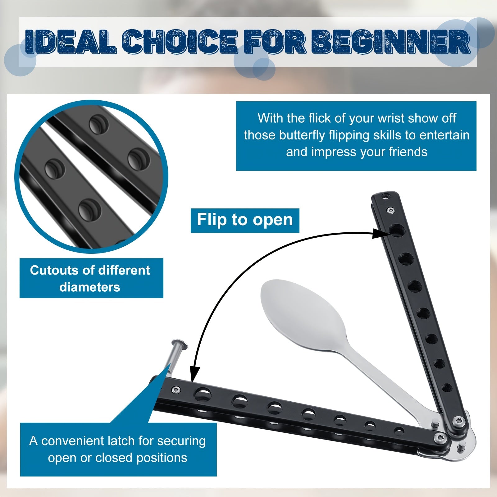 2pcs Tactical Butterfly Fork and Spoon Set - Stainless Steel Folding Utensils with Ergonomic Handles, Compact Travel-Friendly Design for Camping, Hunting, BBQ, Kitchen - Durable & Portable (Black), Camping Essentials, Sleek Metallic Finish, Highquality