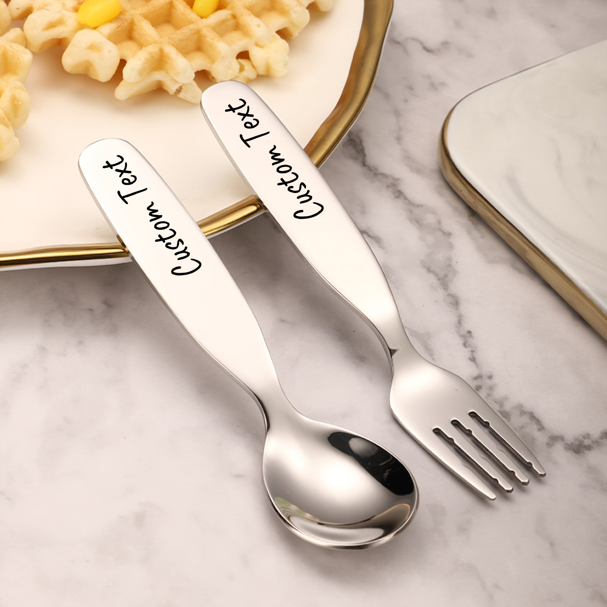 2pcs Stainless Steel Personalized Cutlery Set, Custom Engraved Name Fork and Spoon, Ideal Gift for Family, Friends, and Loved Ones, Versatile Tableware for Home and Special Occasions